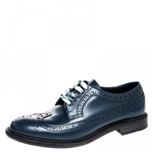 Burberry Blue Brogue Leather Alexton Lace Up Derby Size 41.5