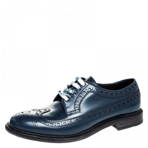 Burberry Blue Brogue Leather Alexton Lace Up Derby Size 44