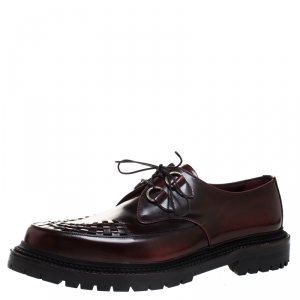 Burberry Burgundy Leather Lace Up Platform Creepers Size 44