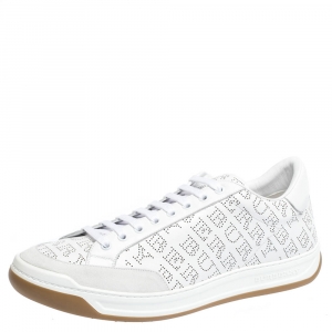 Burberry White Perforated Leather Timsbury Sneakers Size 45