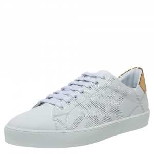 Burberry White Leather Westford Low Top Sneakers Size 42
