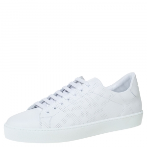 Burberry White Leather Westford Low Top Sneakers Size 41