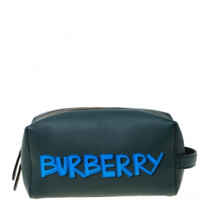 Burberry Dark Green Leather Pouch