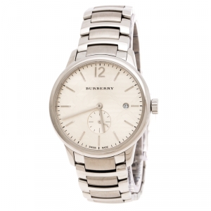 Burberry Silver Beige Stainless Steel Classic BU10004 Men's Wristwatch 40 mm