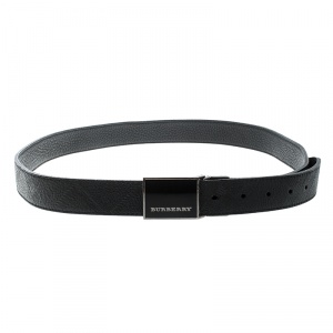 Pre Owned Burberry Black Check Embossed Leather Belt 105cm