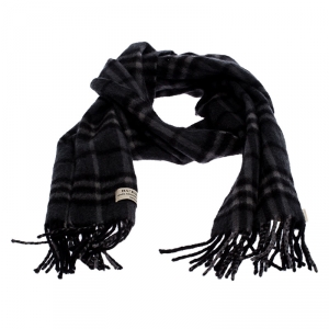Burberry Charcoal Grey Classic Check Cashmere Stole