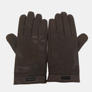 Burberry Dark Brown Leather Short Gloves