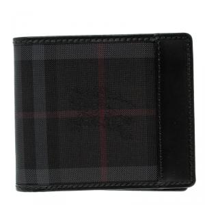 Burberry Black Horseferry Check Canvas and Leather Bi-Fold Wallet