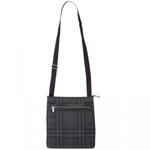 Burberry Black/Grey Check PVC Messenger Bag