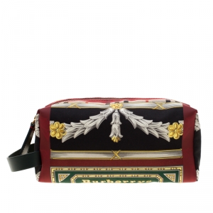 Burberry Multicolor Archive Print Canvas and Leather Pouch