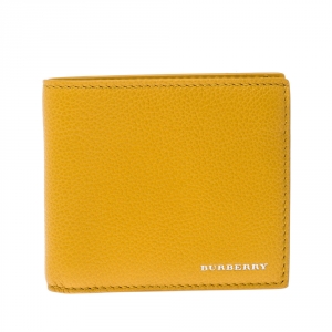 Burberry Yellow Leather Bifold Compact Wallet