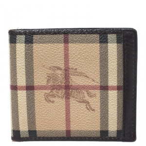 Burberry Beige/Brown Haymarket Check Coated Canvas Bifold Wallet