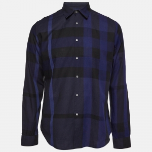 Burberry Blue Plaid Cotton Full Sleeves Shirt XL