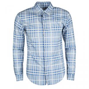 مملوكة مسبقًا Burberry London Blue Plaid Checked Cotton Long Sleeve Shirt M