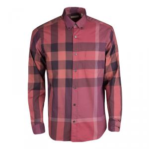 Pre Owned Burberry Brit Multicolor Checked Cotton Long Sleeve Button Down Shirt L