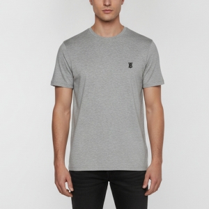 Pre Owned Burberry Grey Jersey Embroidered Logo Short Sleeve T-Shirt M