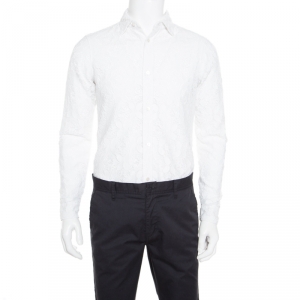 Burberry Prorsum White Floral Lace Button Front Long Sleeve Shirt S