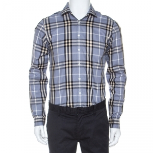 Burberry Grey Nova Check Cotton Long Sleeve Button Front Shirt S