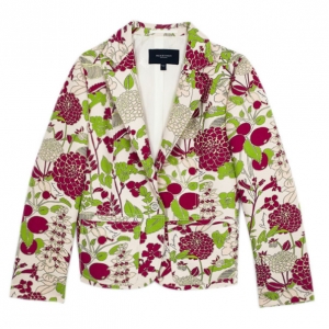 Pre Owned Burberry Floral Printed Wool Blazer L