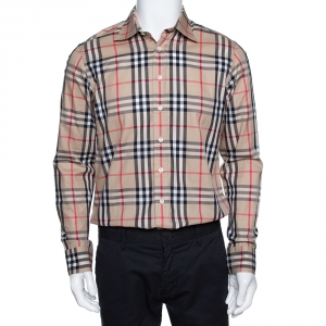 Burberry Beige Nova Check Cotton Long Sleeve Shirt M