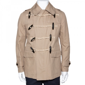 Burberry Beige Cotton Double Breasted Toggle Duffle Coat S
