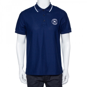 مملوكة مسبقًا تي شيرت بولو بربري مورتون بيك قطن كحلي مقاس متوسط