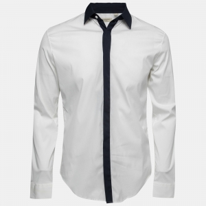 مملوكة مسبقًا Burberry London White Cotton Contrast Collar Detail Southbrooke Shirt M