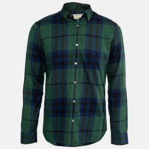 Burberry Green Checked Cotton & Cashmere Shirt M