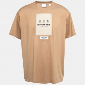 Burberry Brown Logo Patch Cotton T-Shirt XL