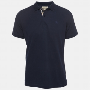 Burberry Navy Blue Cotton Pique Polo-Shirt L