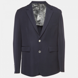 Burberry Navy Blue Wool Single-Breasted Blazer 3XL
