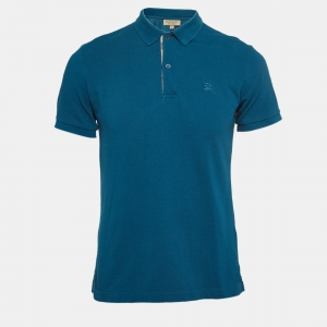 Burberry Teal Blue Cotton Pique Polo T-Shirt M