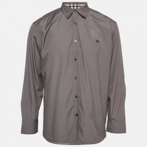 Pre Owned Burberry Grey Cotton Long Sleeve Shirt XXL