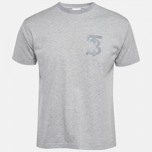 Burberry Grey Logo Printed Cotton Knit Tshirt XXS