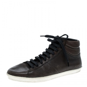 Burberry Brown Leather High Top Sneakers Size 40