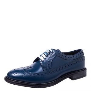 Burberry Blue Brogue Leather Alexton Lace Up Derby Size 43