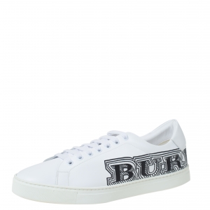 Burberry White Doodle Print Leather Sneakers Size 43