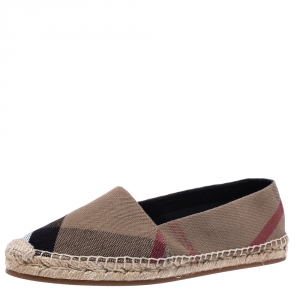 Burberry Multicolor House Check Canvas Flat Espadrille Size 40.5
