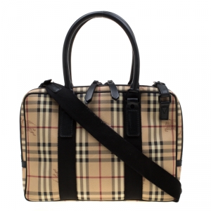 Burberry Beige/Black Haymarket Check PVC and Canvas Laptop Bag