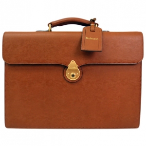Burberry Beige Leather Business Briefcase