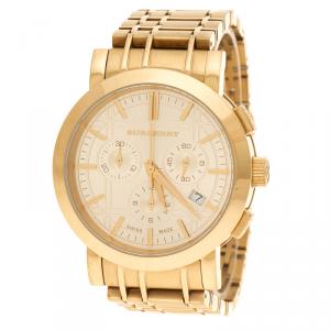 Pre Owned Burberry Yellow Gold Plated Stainless Steel Classic BU1757 Women's Wristwatch 40 mm