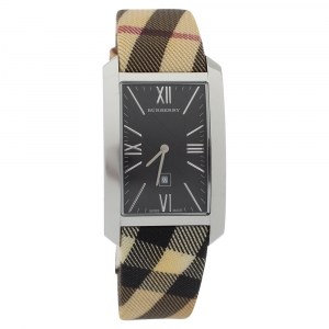 Burberry Black Stainless Steel Canvas Heritage BU1058 Men's Wristwatch 30 mm