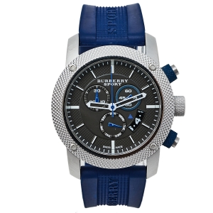 Burberry Grey Stainless Steel Rubber Sport BU7711 Men's Wristwatch 44 mm