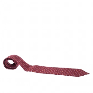 Bvlgari Red Sailboat Print Silk Tie
