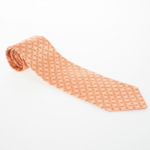 Bvlgari Orange Monogram Silk Tie