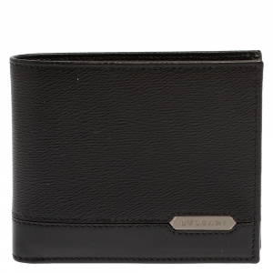 Bvlgari Black Leather Bifold Wallet