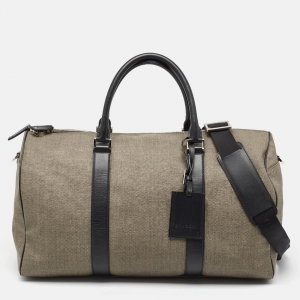 Bvlgari Black/Beige Coated Canvas Duffle Bag
