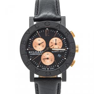 Bvlgari Black Carbon Rose Gold Kuwait Limited Edition Chronograph Watch 38MM