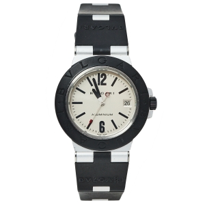 Bvlgari Silver Aluminium & Rubber Diagono AL38TA Men's Wristwatch 38 mm