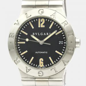 Bvlgari Black Stainless Steel LC 35 S Diagono Automatic Men's Wristwatch 35 mm